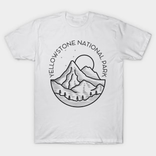 Lineart Yellowstone National Park Camping Hiking T-Shirt